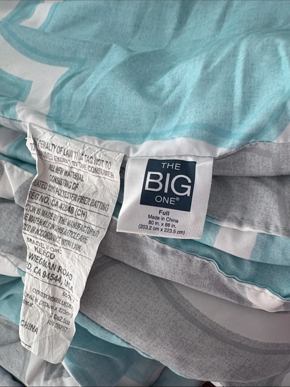 The Big One Aqua & Gray Full Comforter